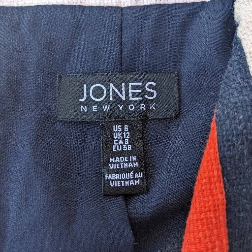 Jones New York Double Breasted Striped Blazer Jacket 8 Career Nautical Tailored - Picture 14 of 14